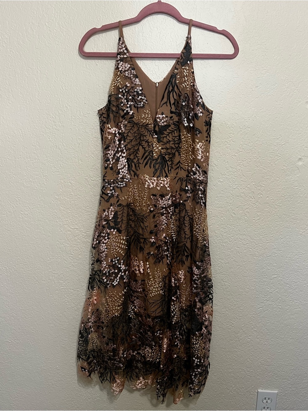 DRESS THE POPULATION Audrey Embroidered Fit & Flare Dress In Pink Blossom Medium - Picture 2 of 6
